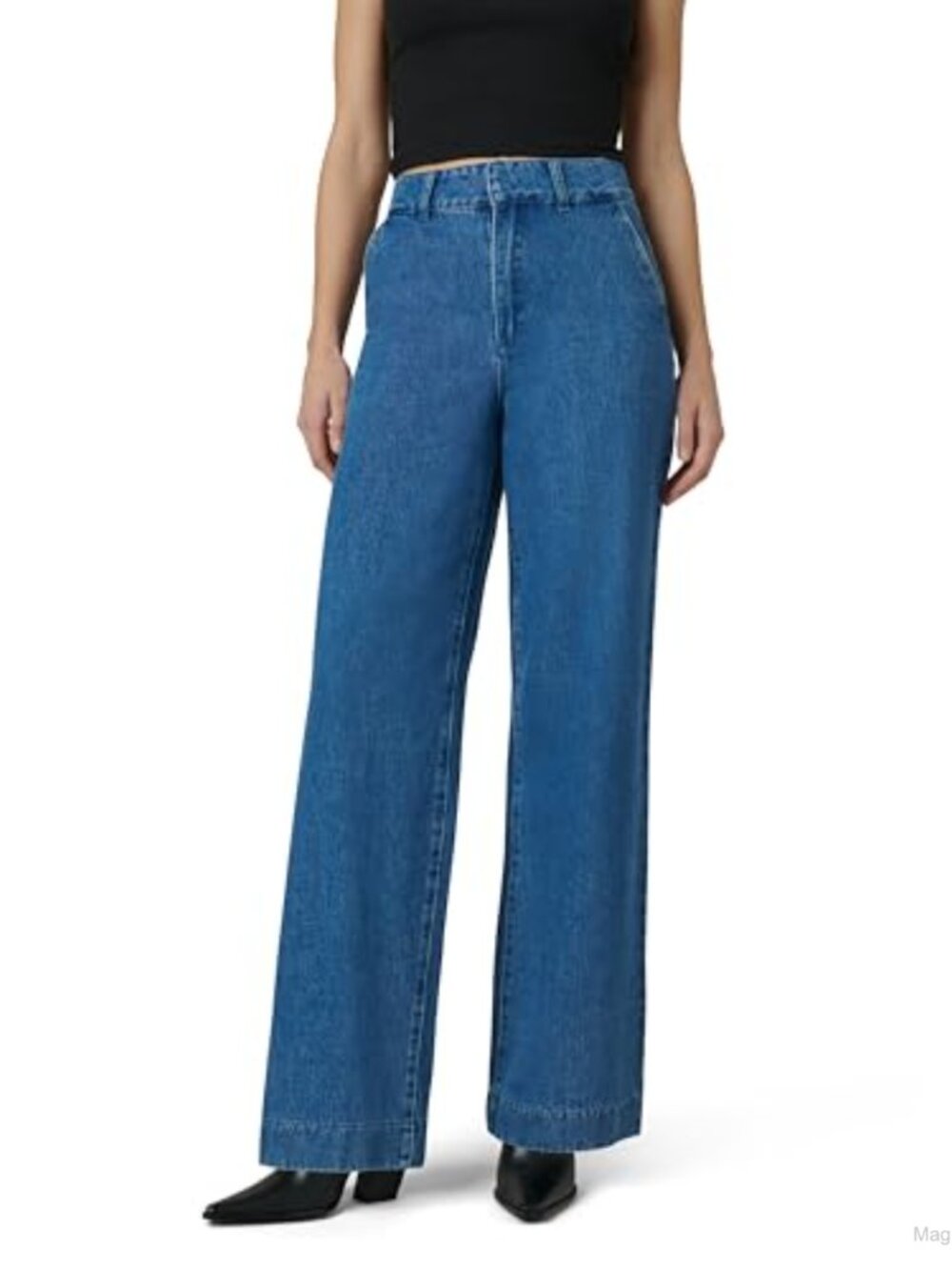 High Rise Wide Leg Denim Trouser Tailored Fit Lightweight Jeans